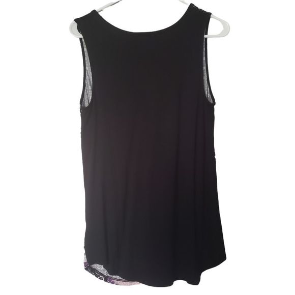 𝅺RICKI'S Black White Purple Tank Top Blouse Medium - Picture 5 of 8